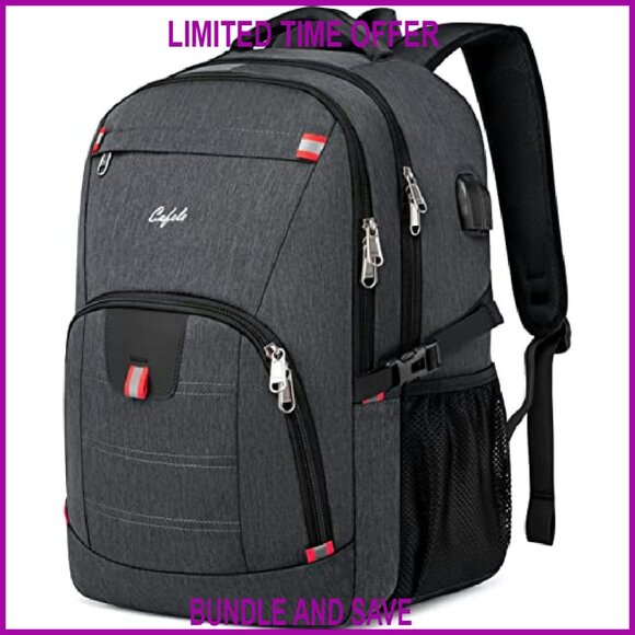Large 17in Laptop Backpack Waterproof USB Charging Port 45L Travel School  Work